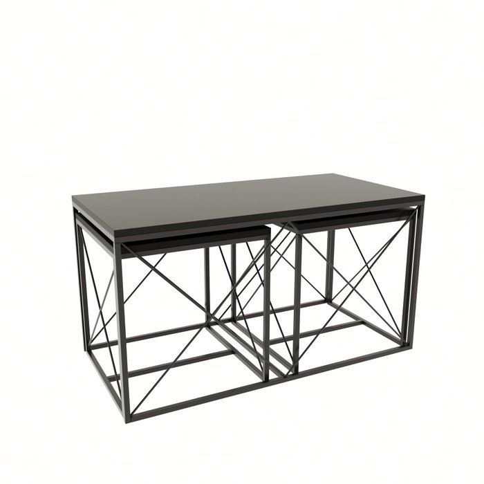 Hanah Home Defne - Juego de mesas de centro Antracita y Negro Hanah Home Defne - Juego de mesas de centro Antracita y Negro